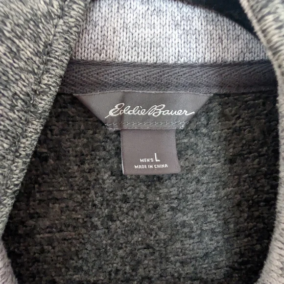 Eddie Bauer Fleece Lined Heather Grey Men's Zip Up Vest SZ L Outdoors Hiking - Picture 2 of 8